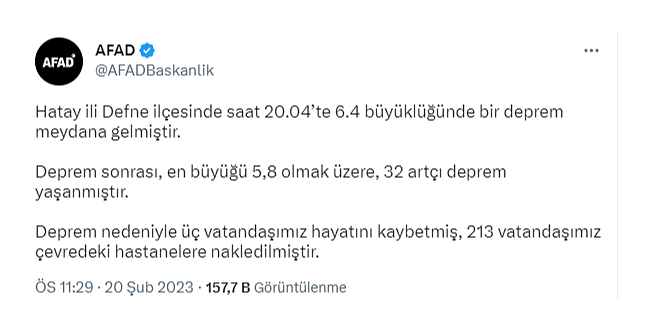 AFAD: 6,4'lük depremin ardından 32 artçı deprem yaşandı