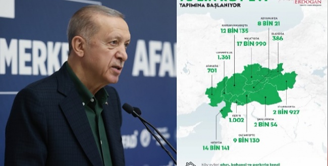 Cumhurbaşkanı Erdoğan: 1 yıl içinde 70 bin köy evi inşa edeceğiz