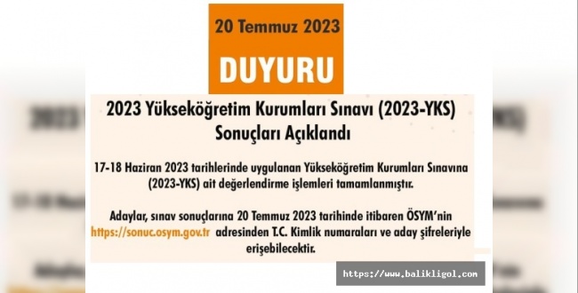 2023 YKS sonuçları açıklandı