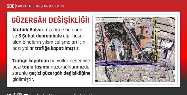 Bina yıkımları nedeniyle şehir içi ulaşımda güzergah değişikliği