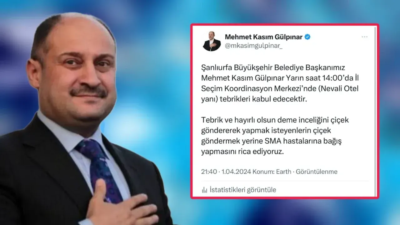 Başkan Gülpınar, Tebrikleri SMA Hastalarına Bağış Olarak Kabul Edecek