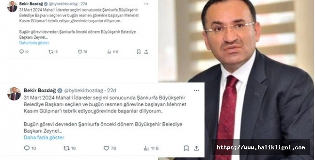 Bozdağ, Başkan Gülpınar'ı tebrik etti