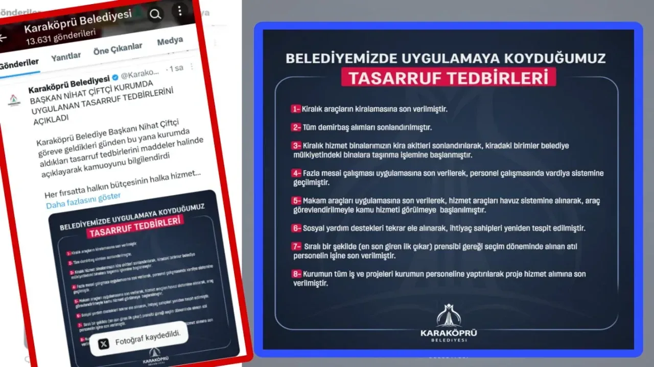 Karaköprü Belediyesi'nde Yeni Tasarruf Tedbirleri