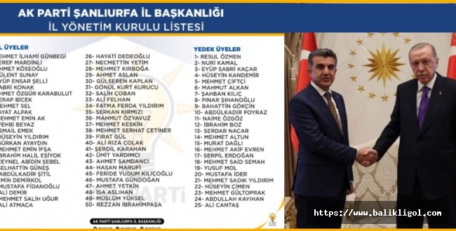 AK Parti Şanlıurfa İl Yönetimi Belli Oldu