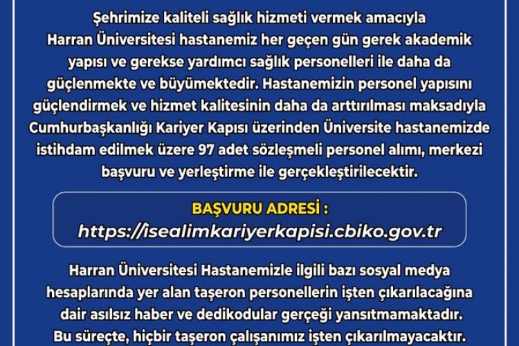 Harran Üniversitesinden Açıklama: asılsız haber ve dedikodular gerçeği yansıtmamaktadır