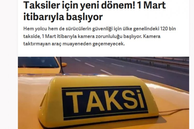 Kamera Zorunluluğu 1 Mart itibarıyla başlıyor! Takmayan Muayeneden Geçemeyecek