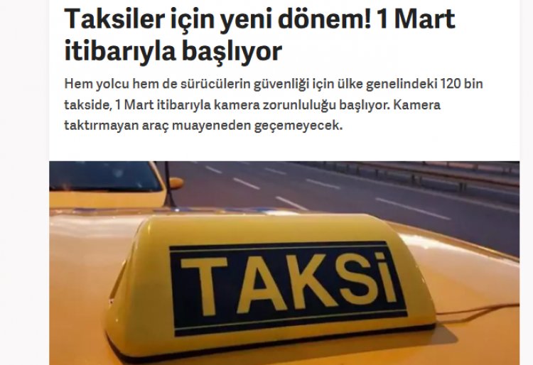 Kamera Zorunluluğu 1 Mart itibarıyla başlıyor! Takmayan Muayeneden Geçemeyecek